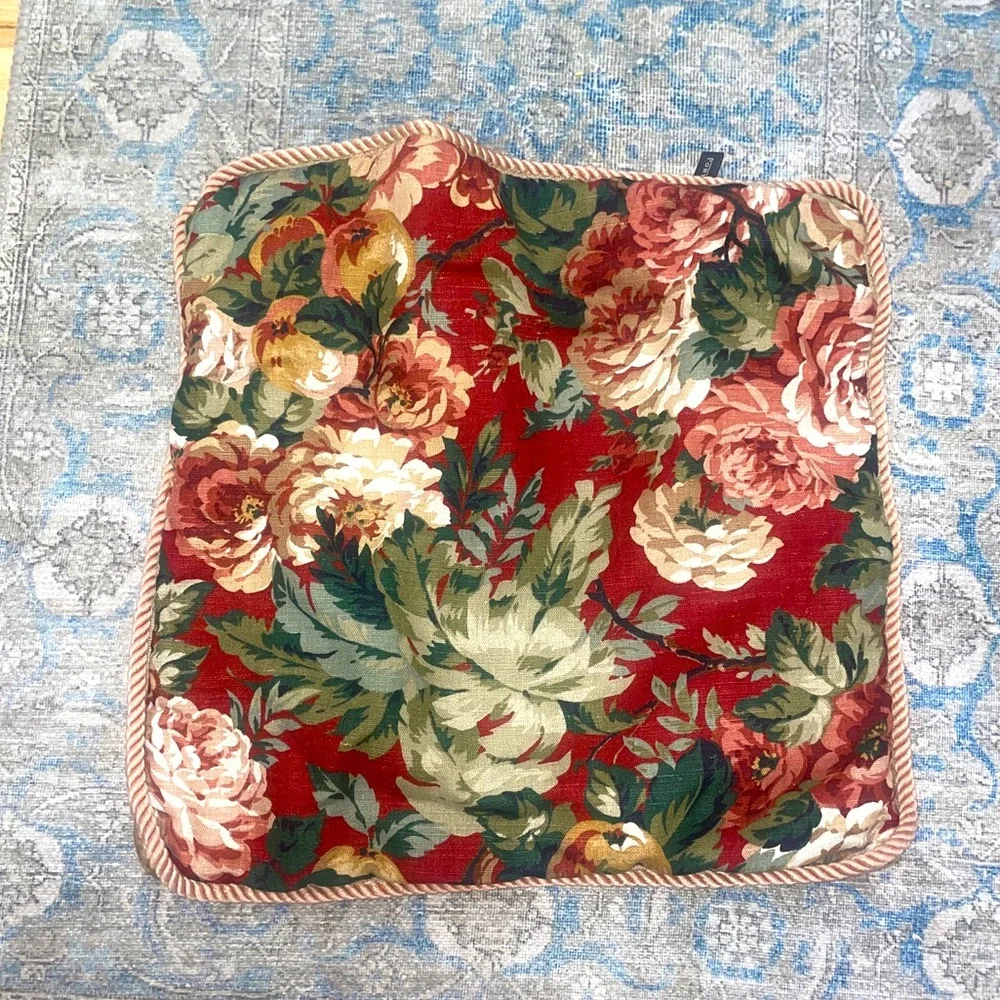 Vintage Pirtofino Linen Velvet Floral Pillow Cover 20”